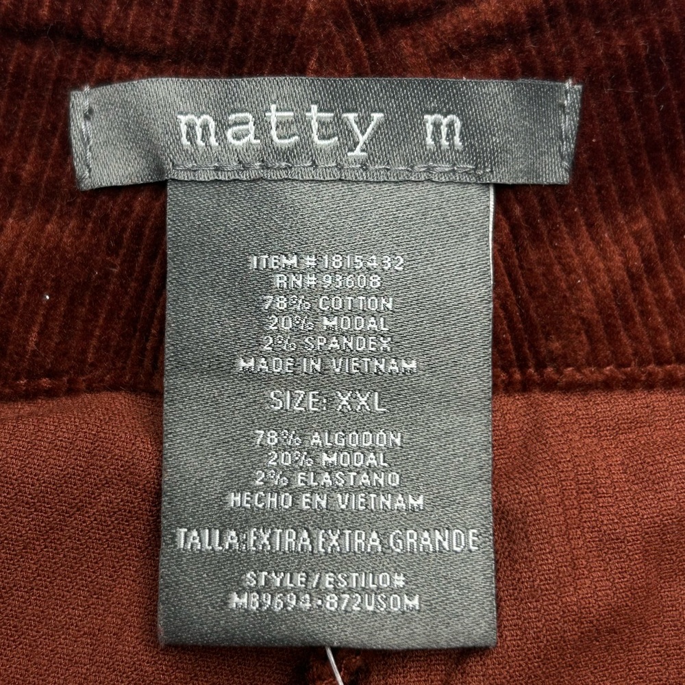 Matty M Wide Leg Corduroy Pants NWT Womens Size XXL High Rise Brick Boho 36x27 - Picture 13 of 14